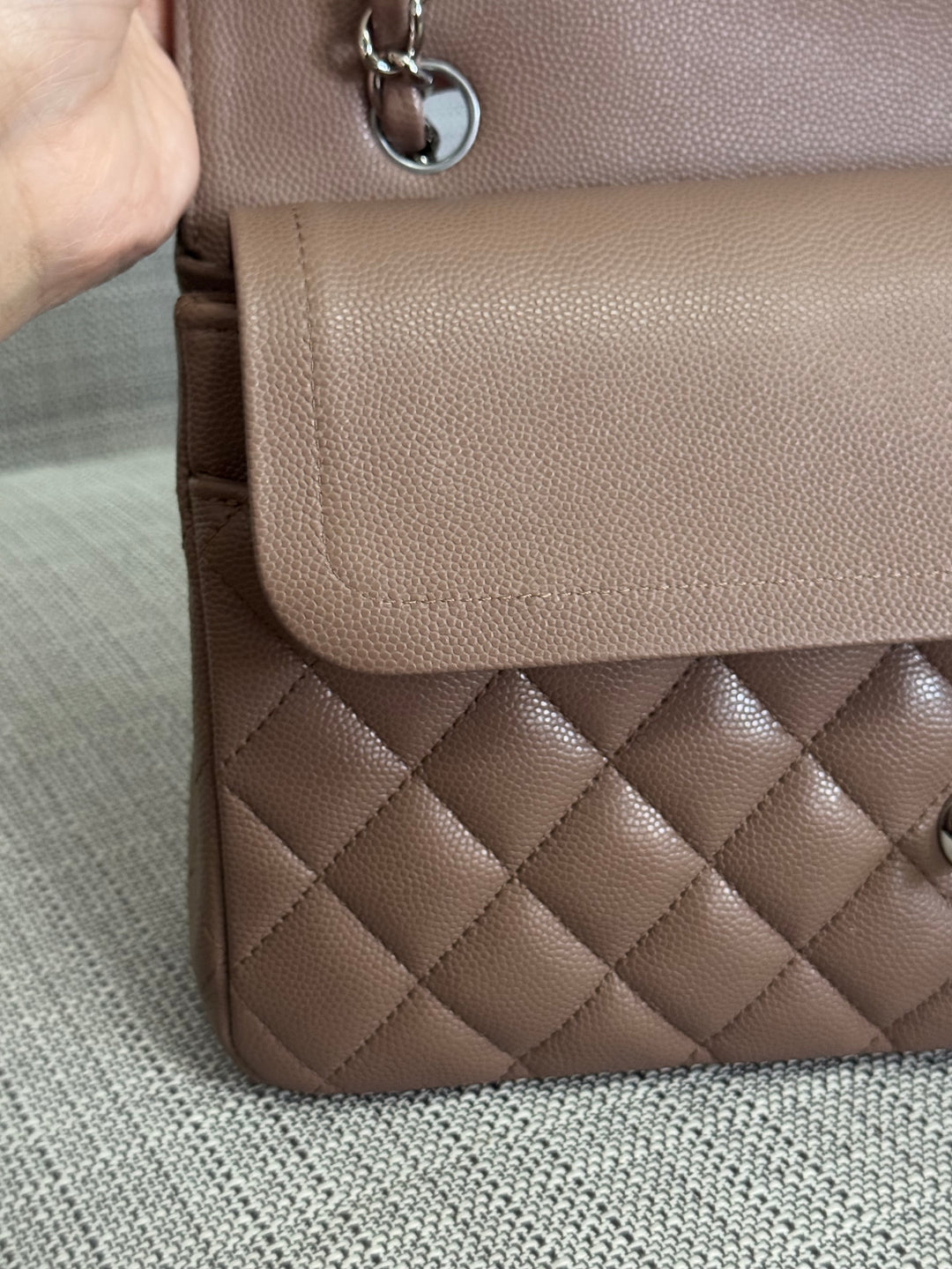 Chanel series 24 17B 2017 Fall/Winter Collection Taupe Caviar SHW Medium ML Timeless Classic Double Flap Bag