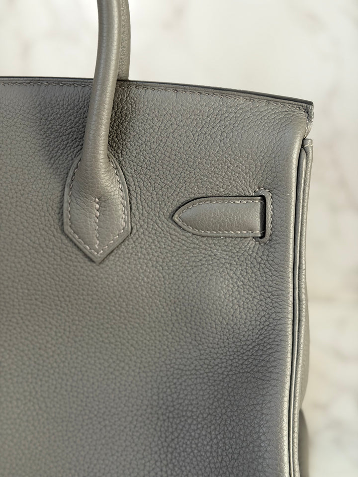 Hermes Birkin 30 Gris Meyer Togo Leather GHW Stamp U 2022