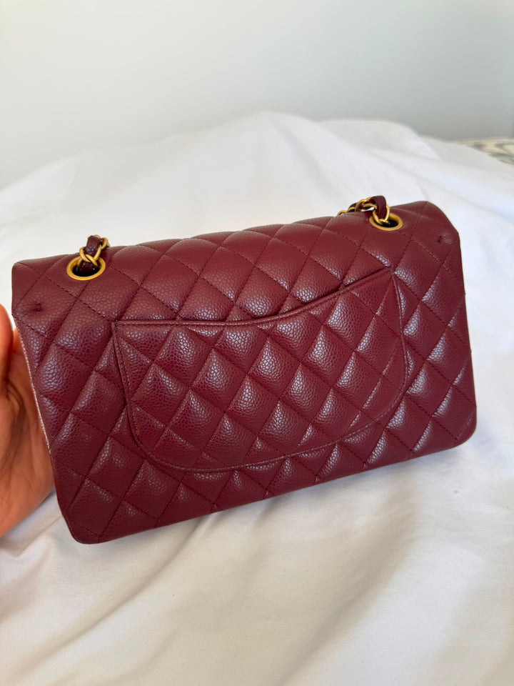 CHANEL series 21 2015 15B Burgundy Caviar GHW Medium ML Timeless Classic Double Flap Bag
