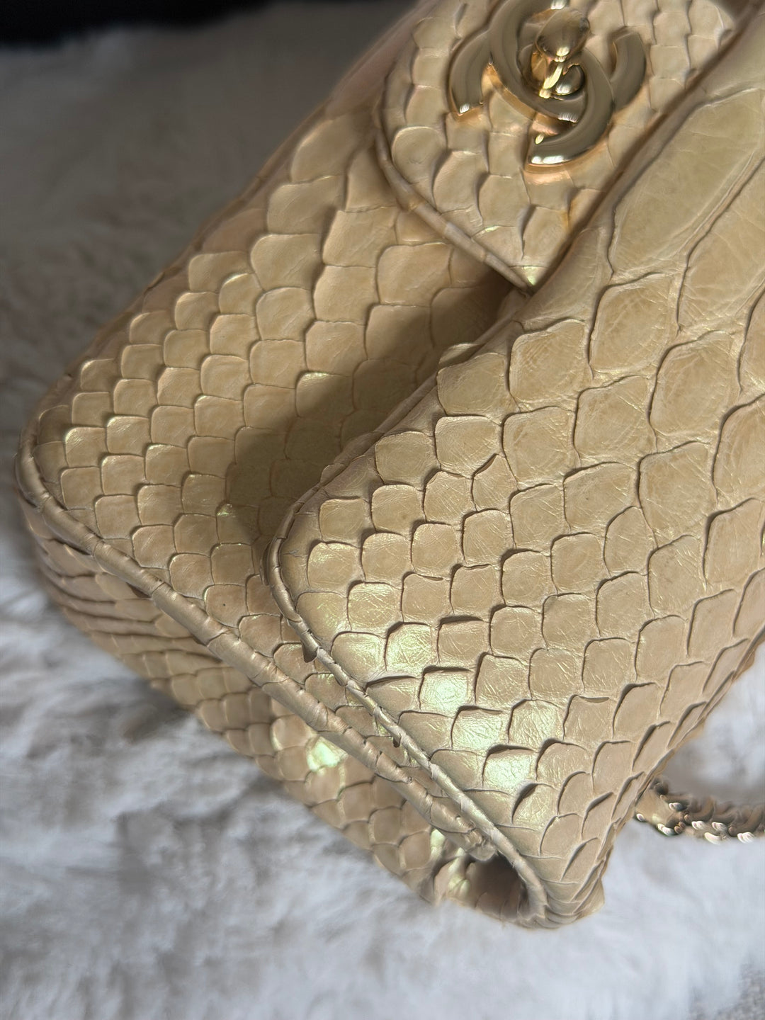 CHANEL series 20 Iridescent Ivory Llizard Exotic skin Extra Mini Rectangular Flap Bag LGHW