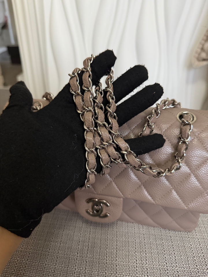 CHANEL series 20 15B Taupe Caviar SHW Medium ML Timeless Classic Double Flap Bag