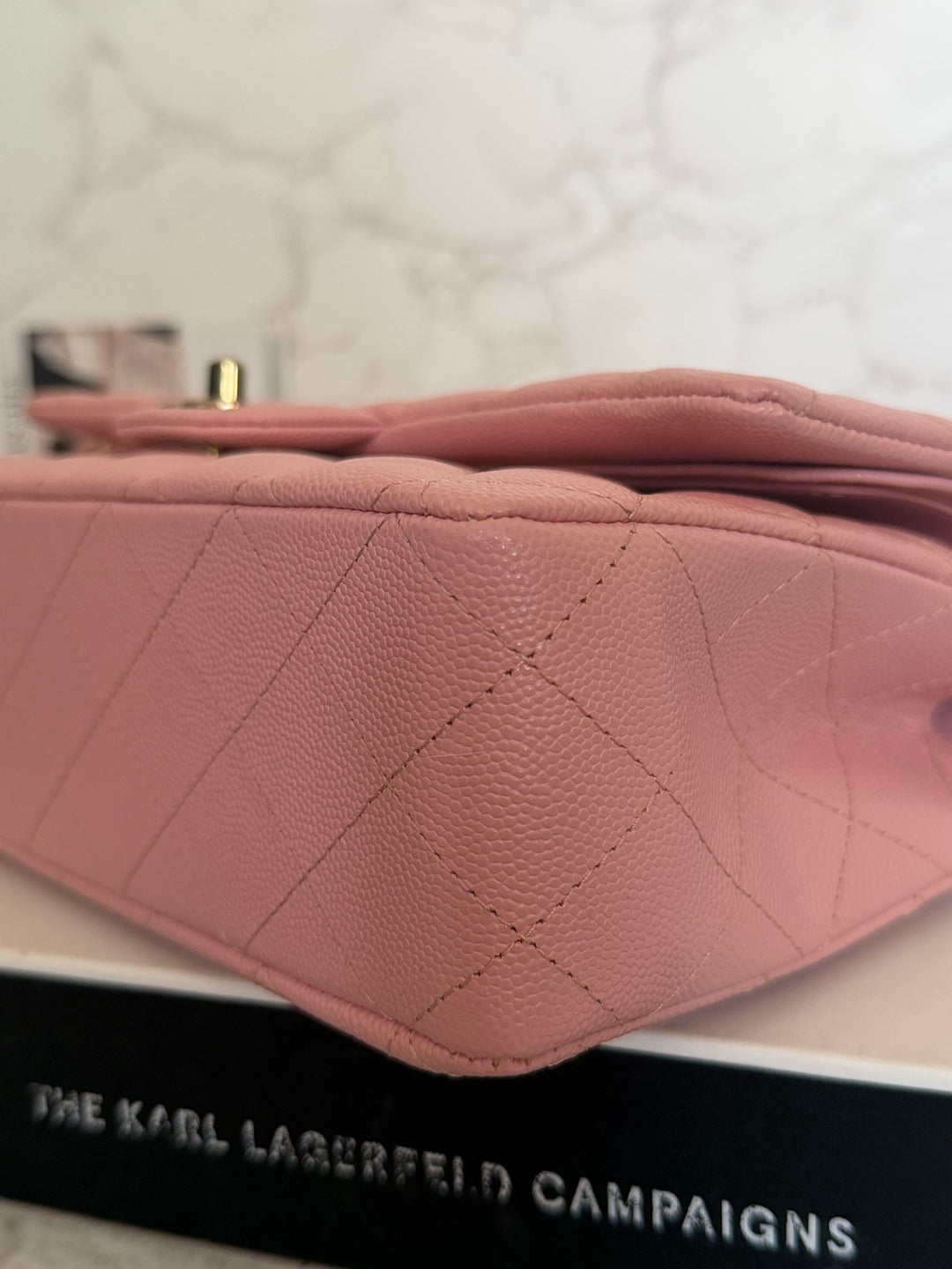 CHANEL 22C Sakura pink Caviar LGHW Medium ML Timeless Classic double flap bag 2022