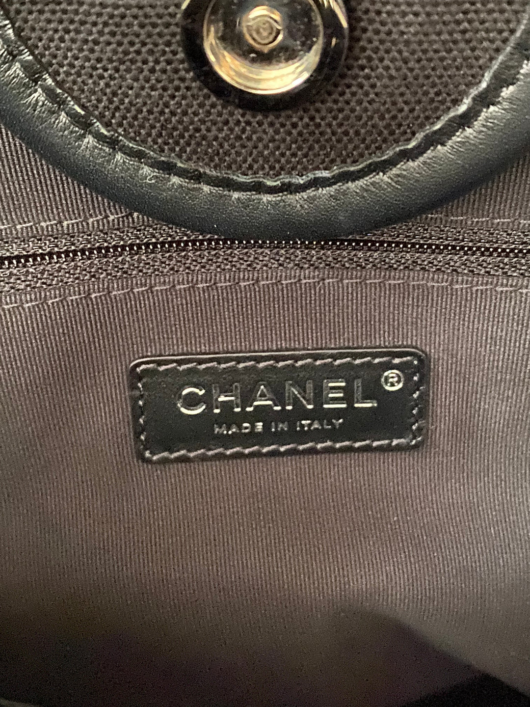 Chanel 23P 2023 collection in Black/White Stripe Canvas Deauville Tote with Top Handle and detachable pouch size Medium (15 inches)
