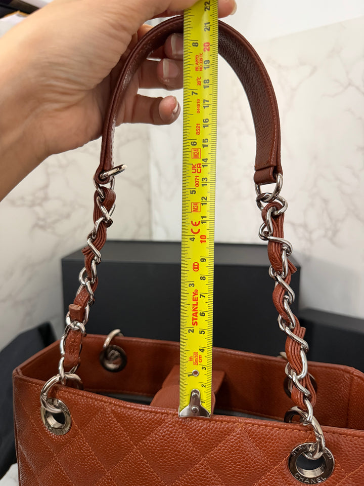 CHANEL series 19 Brown/Tan Caviar Petite Shopping Tote (PST) Bag