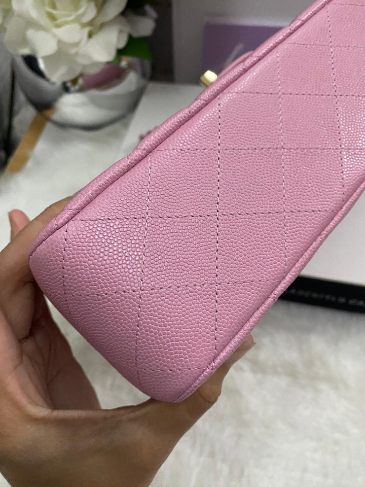 CHANEL 22S 2022 Dark Pink Caviar LGHW Medium ML Timeless Classic Double Flap Bag