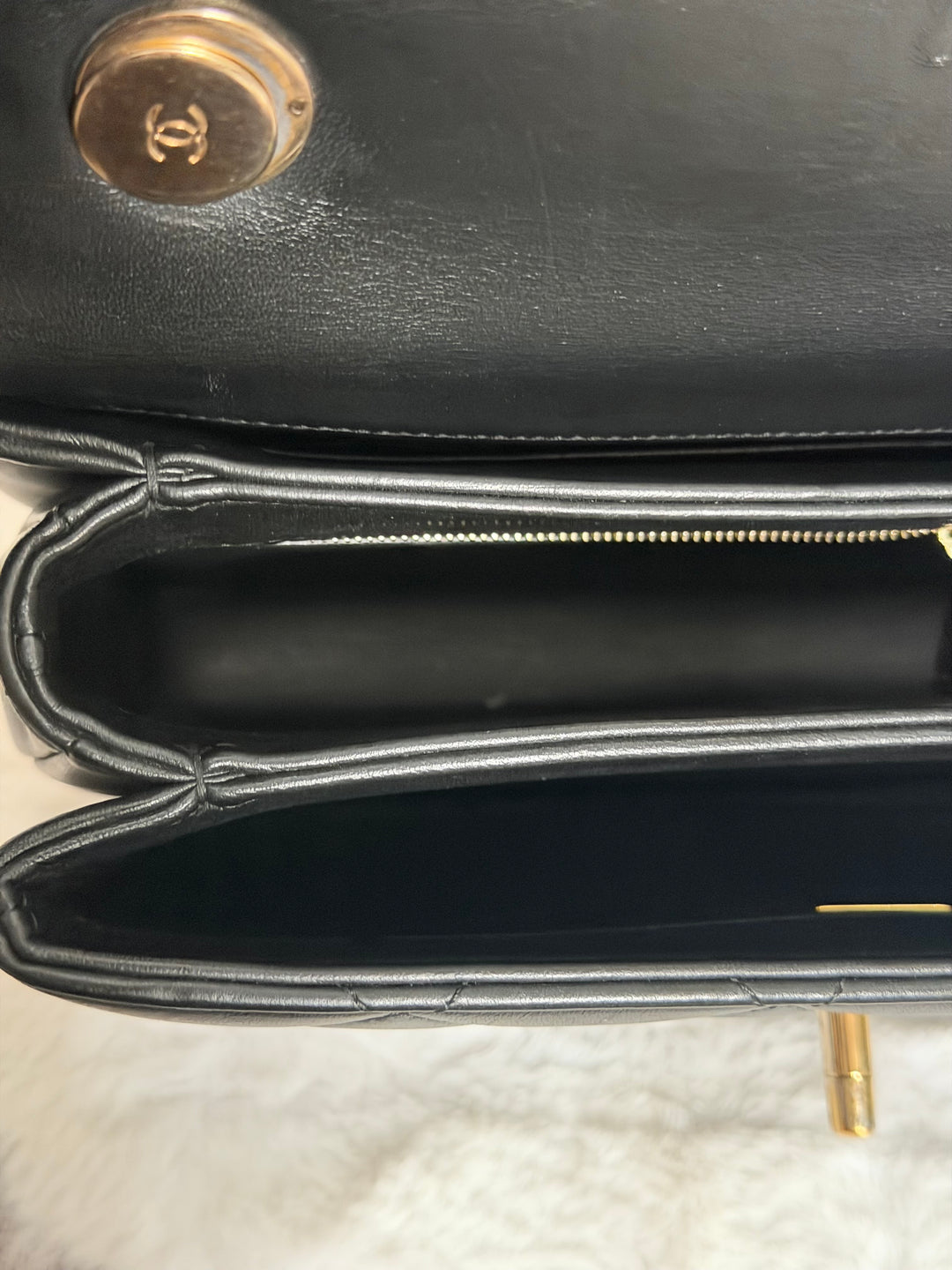 CHANEL Black Lambskin LGHW Trendy CC Flap Bag size SMALL with Non detachable Shoulder strap 2023