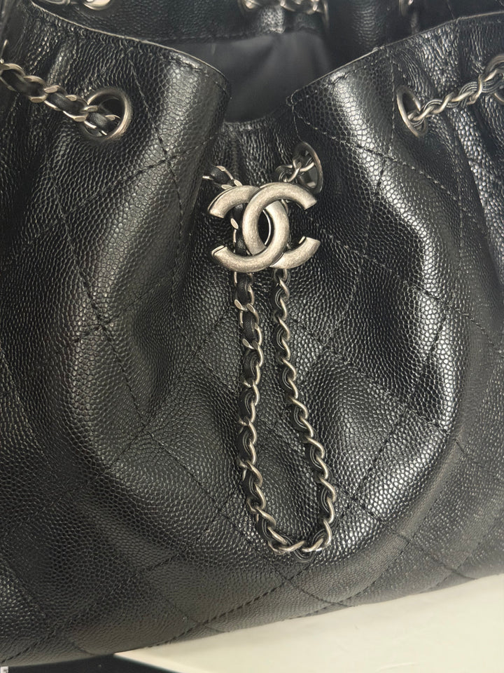 CHANEL 25 Hobo Bag Size SMALL in Black Caviar Ruthenium Hardware 2026