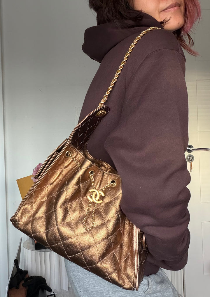 CHANEL 25A 2025 Bronze Caviar aged GHW 25 Hobo Bag size Small