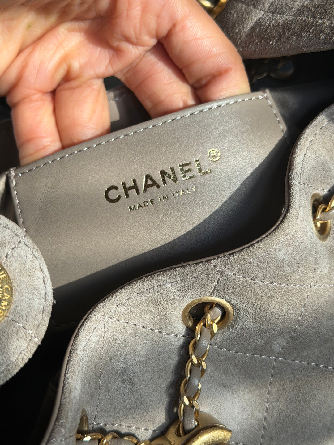 CHANEL Grey Suede 25 Hobo Bag size SMALL aged GHW 2025/2026