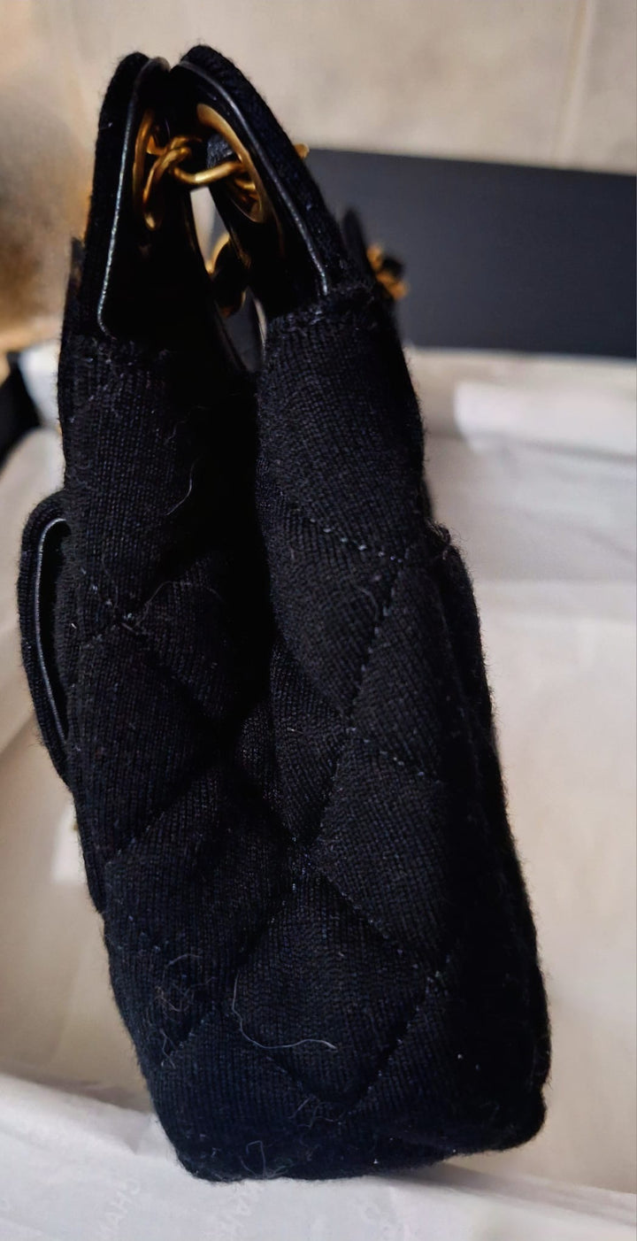 CHANEL Jersey Wavy Hobo Bag with Aged GHW Size Small