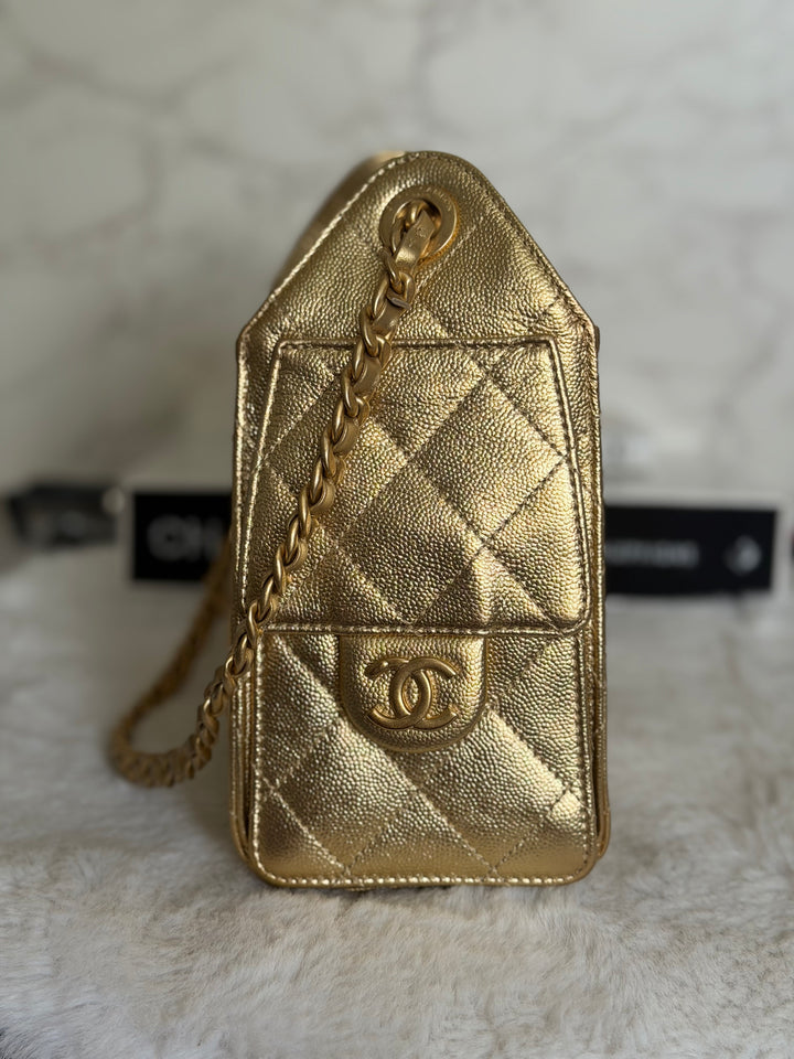 CHANEL 26C Gold Caviar Mini 25 Hobo Bag with Aged GHW 2026