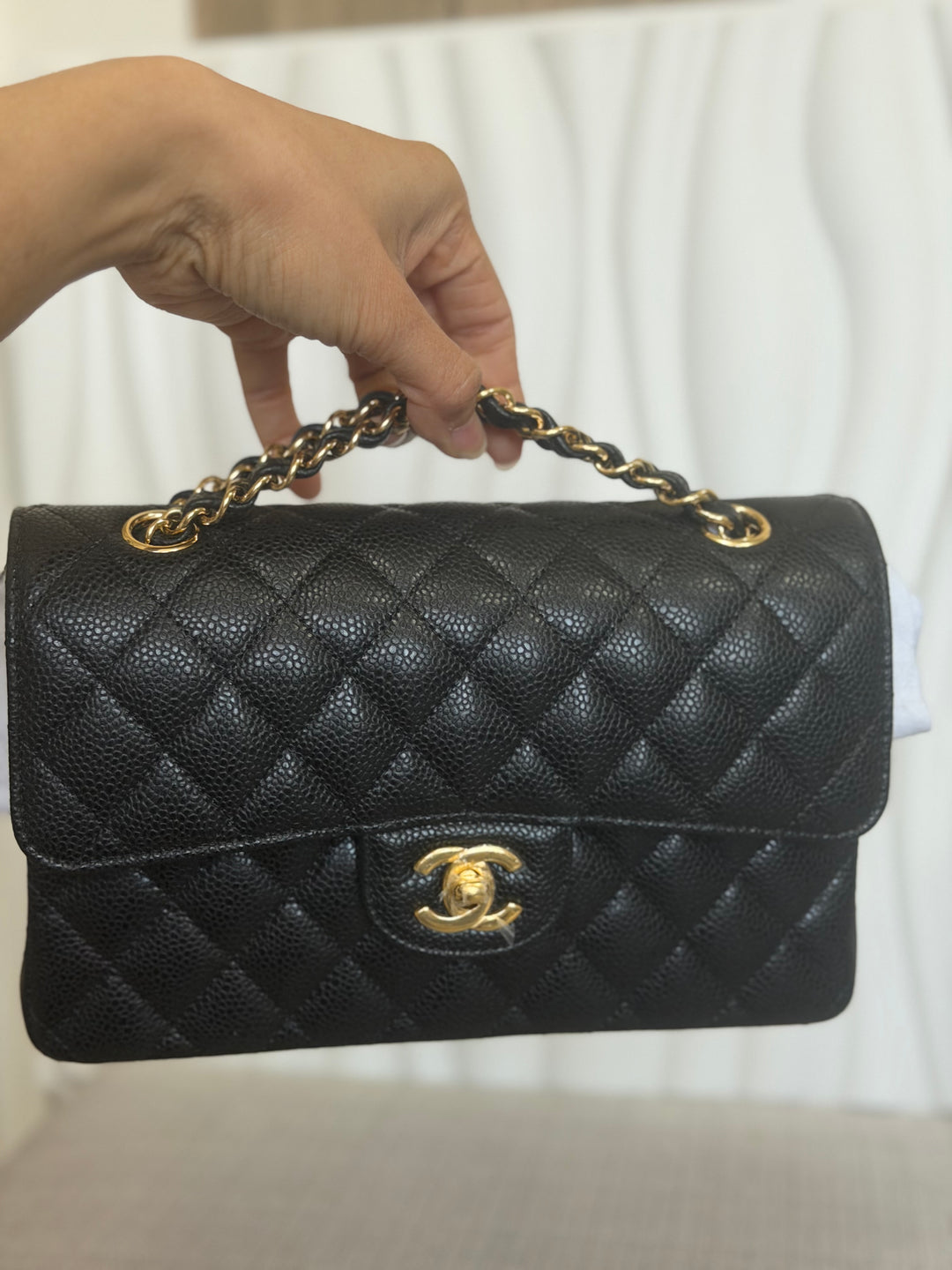 CHANEL Black Caviar GHW SMALL Timeless Classic Double Flap Bag 2022