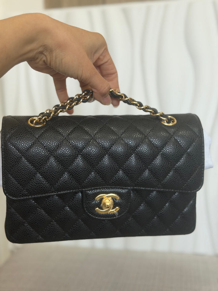 CHANEL Black Caviar GHW SMALL Timeless Classic Double Flap Bag 2022