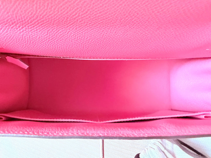 Hermes Kelly 28 in Rose Azalee Pink Epsom Leather PHW Stamp C 2018