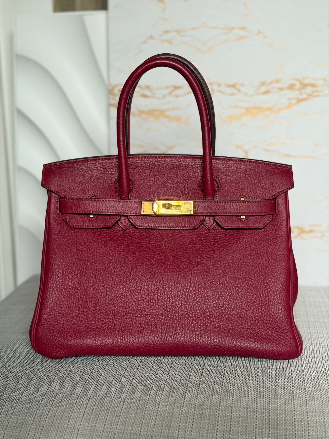 WA/Email to Purchase only- Hermes Rouge Grenat Togo Leather GHW Birkin 35 Stamp X 2016