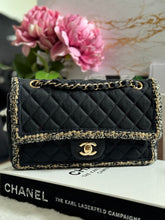 Load image into Gallery viewer, Chanel series 26 Black Denim LGHW Braided in Gold/White/Black Medium Flap Bag
