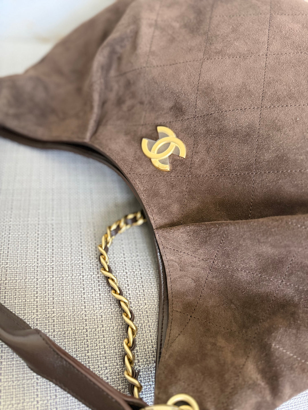 CHANEL 26C Brown Suede Maxi Hobo Bag 2026