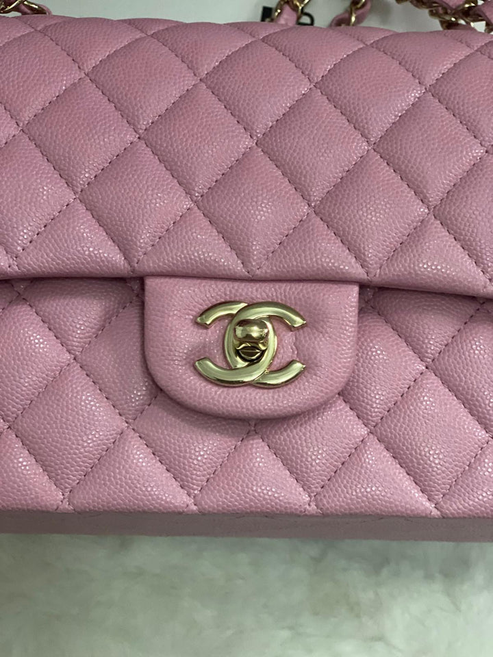 CHANEL 22S 2022 Dark Pink Caviar LGHW Medium ML Timeless Classic Double Flap Bag