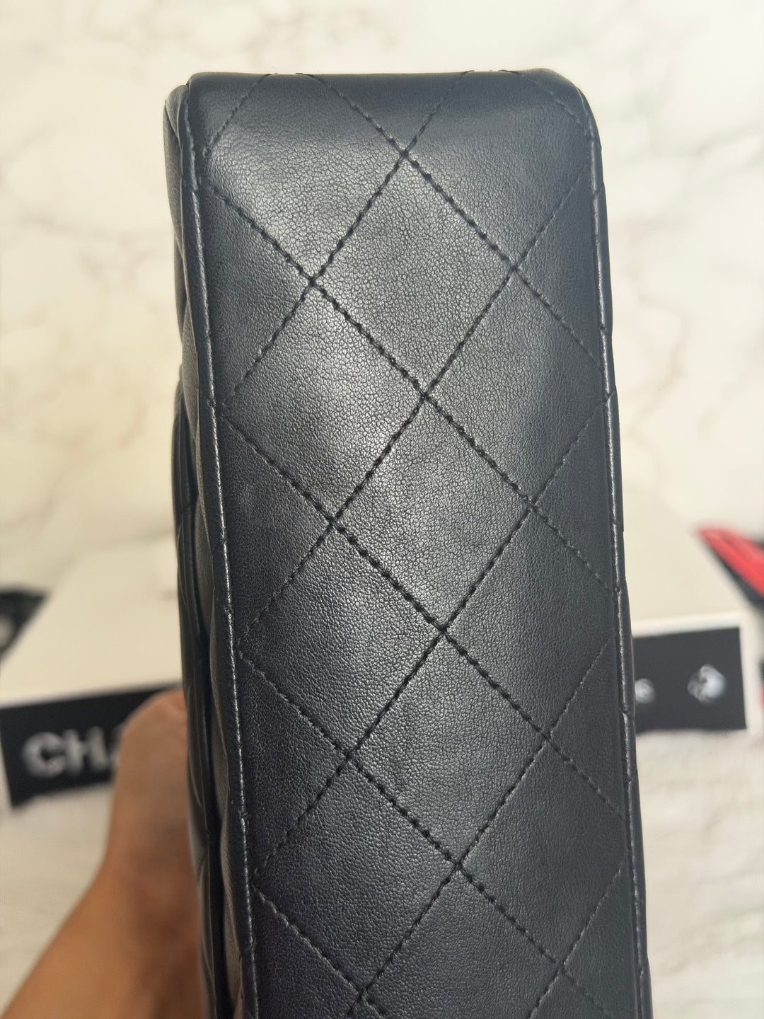 CHANEL series 14 Black Lambskin GHW Medium ML Timeless Classic Double Flap Bag 2011