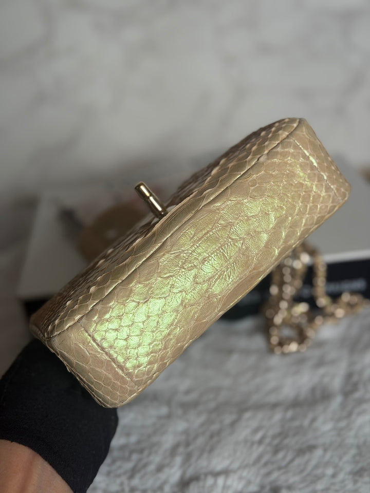 CHANEL series 20 Iridescent Ivory Llizard Exotic skin Extra Mini Rectangular Flap Bag LGHW