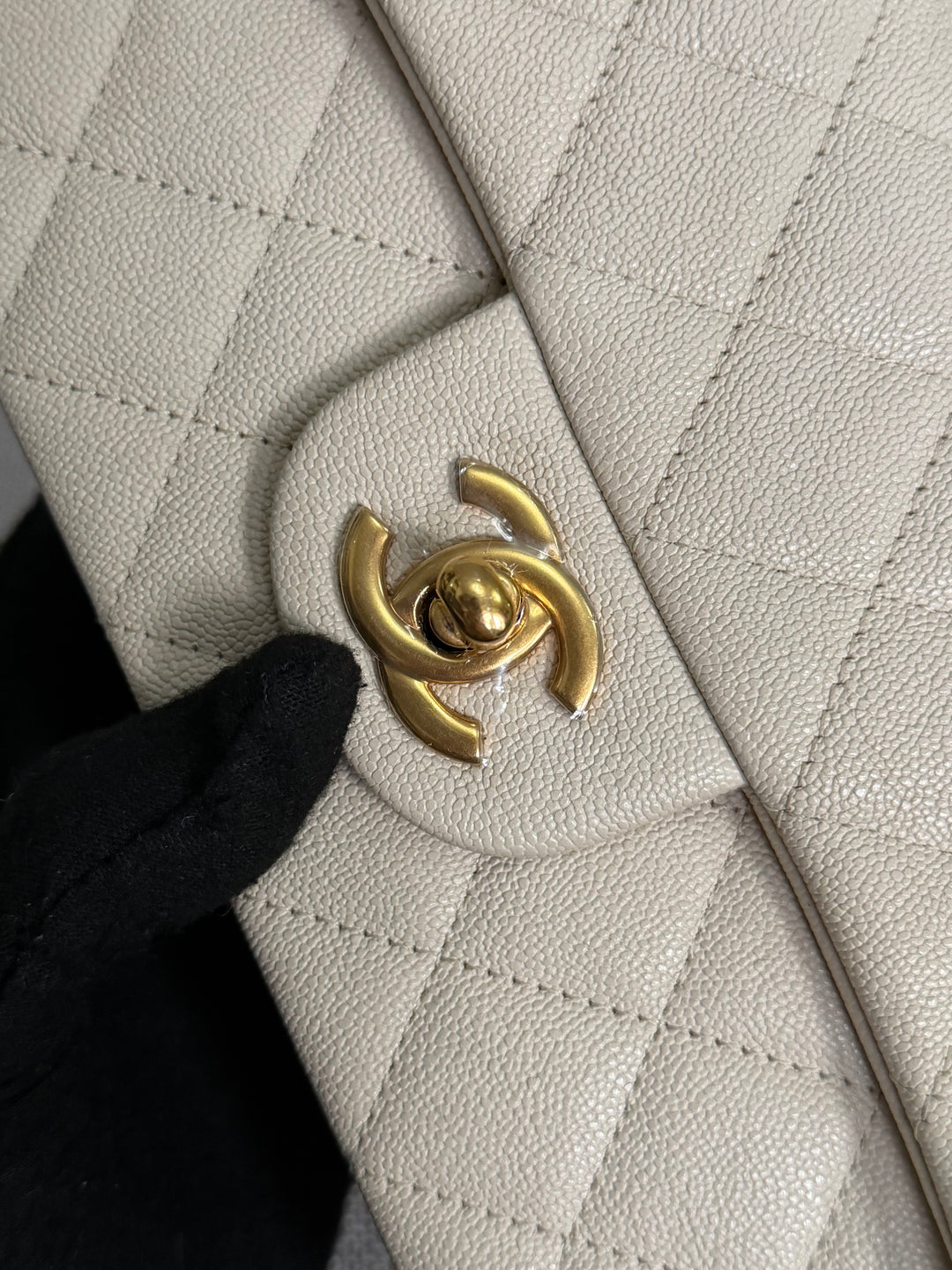 CHANEL 21S series 31 Beige Caviar Aged GHW Mini Rectangular Flap Bag with Top Handle 2021