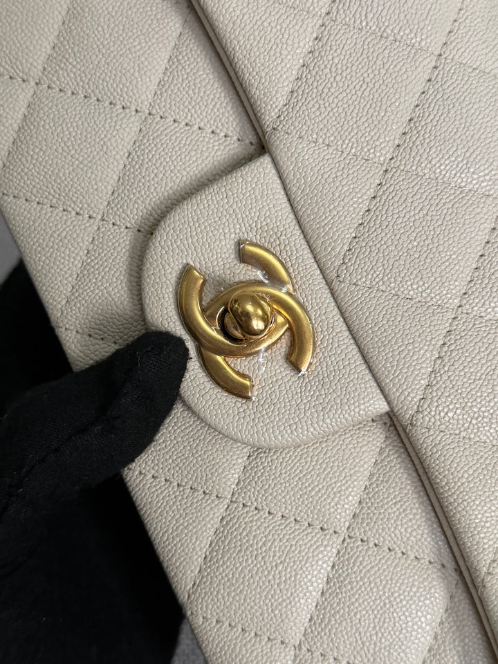 CHANEL 21S series 31 Beige Caviar Aged GHW Mini Rectangular Flap Bag with Top Handle 2021