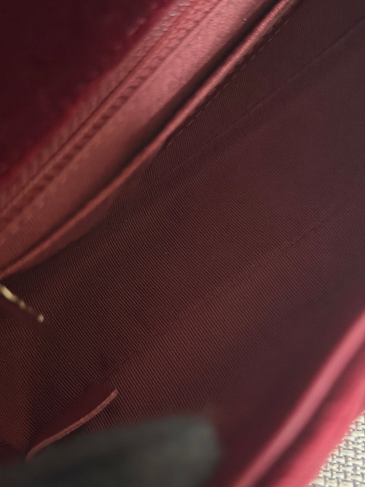 CHANEL series 31 Burgundy Dark Red Velvet Crystal Pearl Crush Adjustable Strap Mini Rectangular Flap Bag 2020/2021