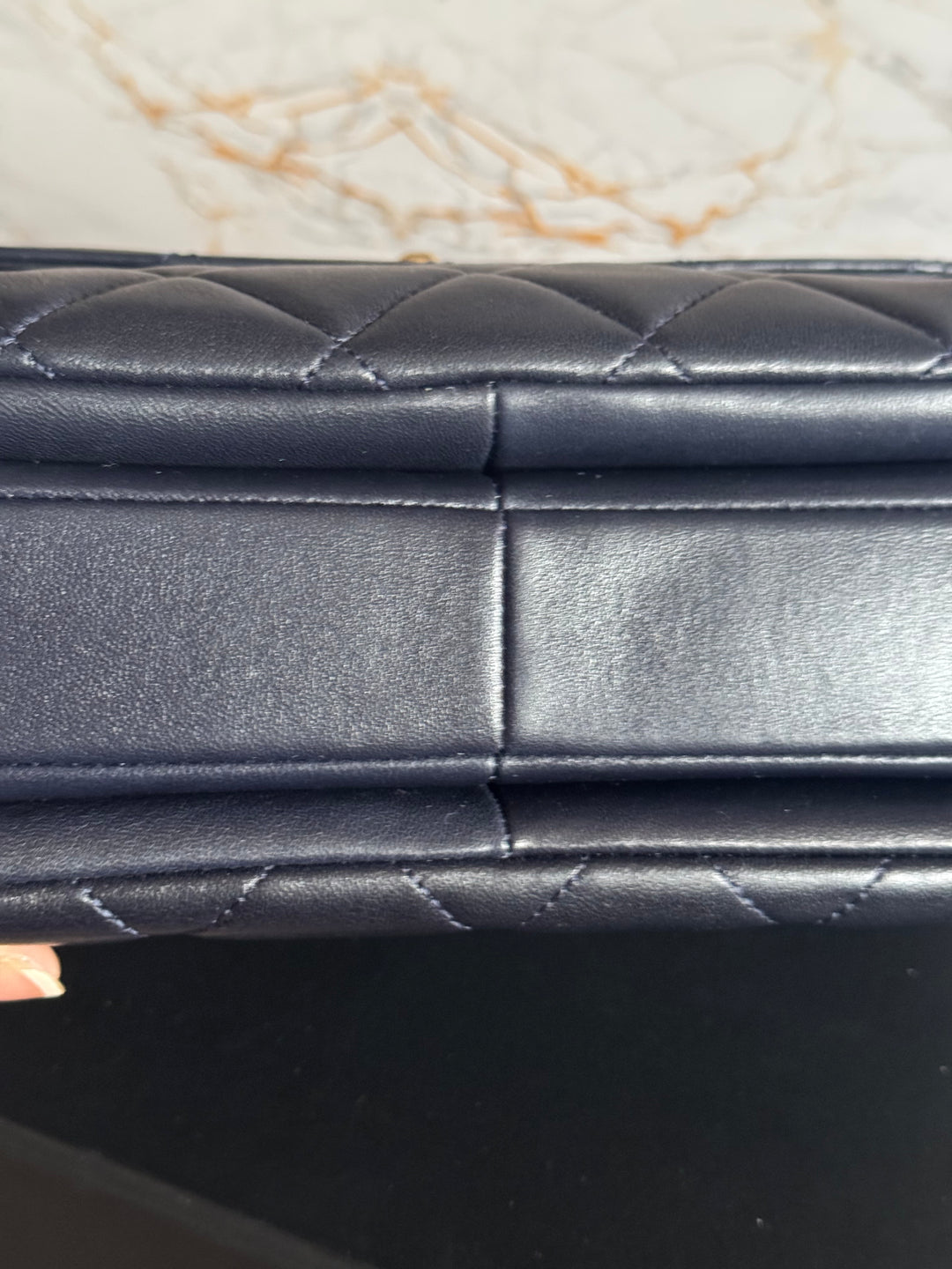 Chanel series 28 2018/2019 Navy Lambskin Champagne GHW Trendy CC Flap Bag size Small with Detachable Strap