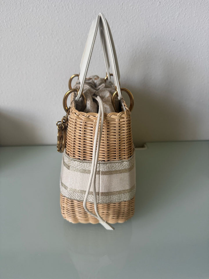 Dior Lady Dior Natural Rattan Beige Wicker Bag size Small