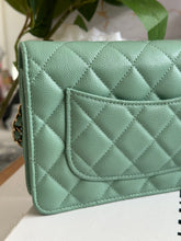 Load image into Gallery viewer, Chanel 23P Tiffany Green Caviar LGHW Classic Wallet on Chain (WOC)
