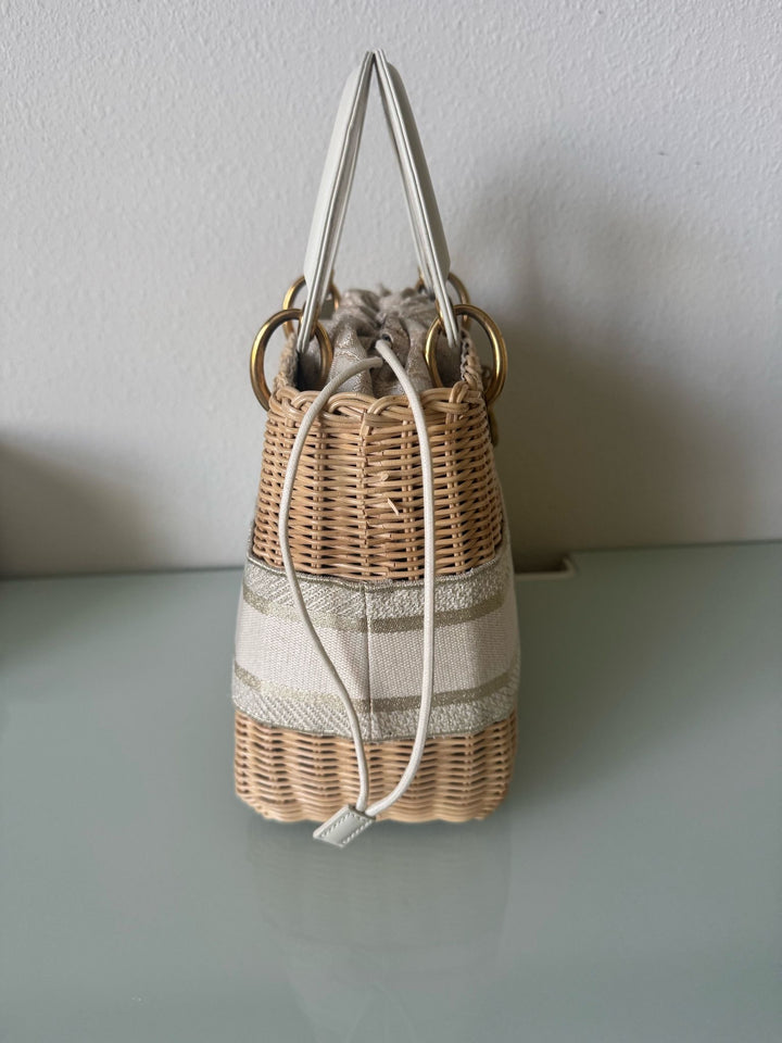 Dior Lady Dior Natural Rattan Beige Wicker Bag size Small