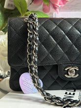 Load image into Gallery viewer, Chanel Series 18 (2014) Black caviar Silver hardware Medium ML Timeless Classic Double Flap Bag
