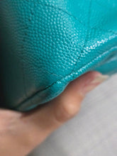 Load image into Gallery viewer, Chanel series 23 17C 2016/2017 Cruise Collection Turquoise Caviar Champagne GHW Classic Mini Rectangular Flap Bag with Edge stitching
