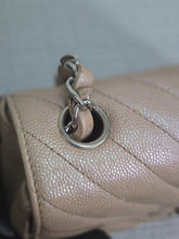 Load image into Gallery viewer, Chanel series 24 17B 2017 Fall/Winter Collection Iridescent Rose Gold Caviar Silver hardware Chevron Mini Rectangular Flap Bag
