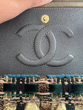 Load image into Gallery viewer, Chanel Turquoise Gold Tweed Classic Medium ML double flap bag from 19A collection Ancient Egypt
