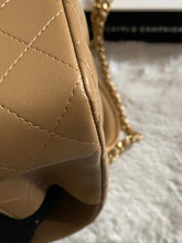 Load image into Gallery viewer, Chanel 22B 2022 Fall/Winter collection Dark Beige Lambskin Top Handle with gold metal plate and antique GHW Mini Rectangular Flap bag
