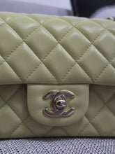 Load image into Gallery viewer, Chanel 23C 2022/2023 Cruise Collection Pastel Lime Green Lambskin Mini Rectangular Flap Bag with Champagne GHW
