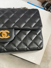 Load image into Gallery viewer, Chanel series 1 (circa 1989-1991) Black Lambskin 24K GHW Small Classic Double Flap Vintage Bag
