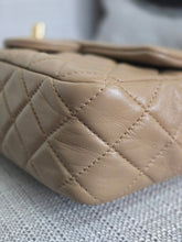 Load image into Gallery viewer, Chanel 22B 2022 Fall/Winter Collection Dark Beige Lambskin Aged GHW Pearl Crush Adjustable Chain Mini Rectangular Flap Bag
