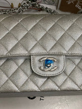 Load image into Gallery viewer, Chanel 21K 2021 Fall/Winter collection Glitter Iridescent Silver caviar SHW Medium ML 11.12 Timeless Classic Double Flap Bag
