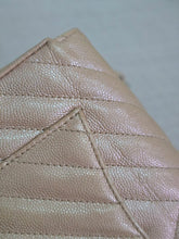 Load image into Gallery viewer, Chanel series 24 17B 2017 Fall/Winter Collection Iridescent Rose Gold Caviar Silver hardware Chevron Mini Rectangular Flap Bag
