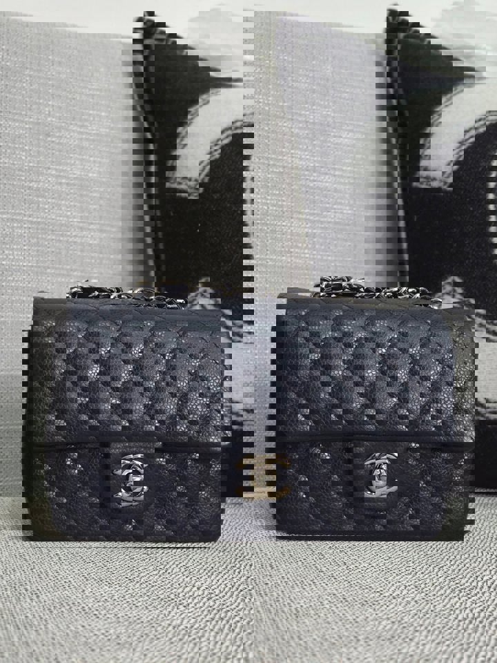 Chanel series 18 14C 2014 Cruise Collection Navy Caviar SHW Classsic Mini Rectangular Flap Bag