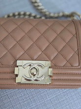 Load image into Gallery viewer, Chanel 21K 2021 Fall/Winter Collection Caramel Brown Caviar shiny champagne GHW Small Le Boy Flap Bag
