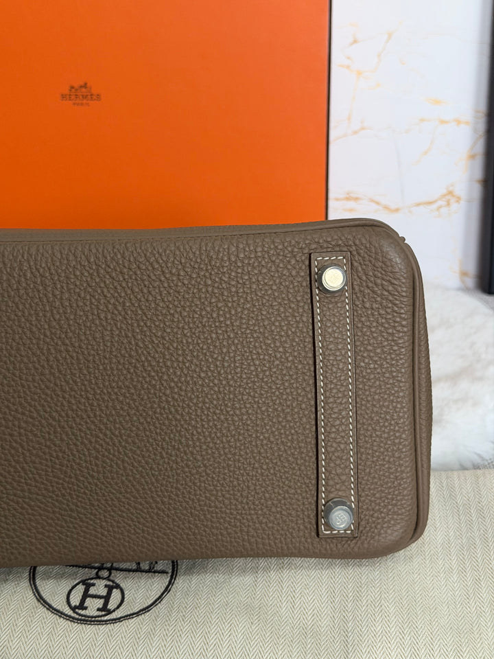 Hermès Etoupe Togo Leather PHW Birkin 30 Stamp A 2017