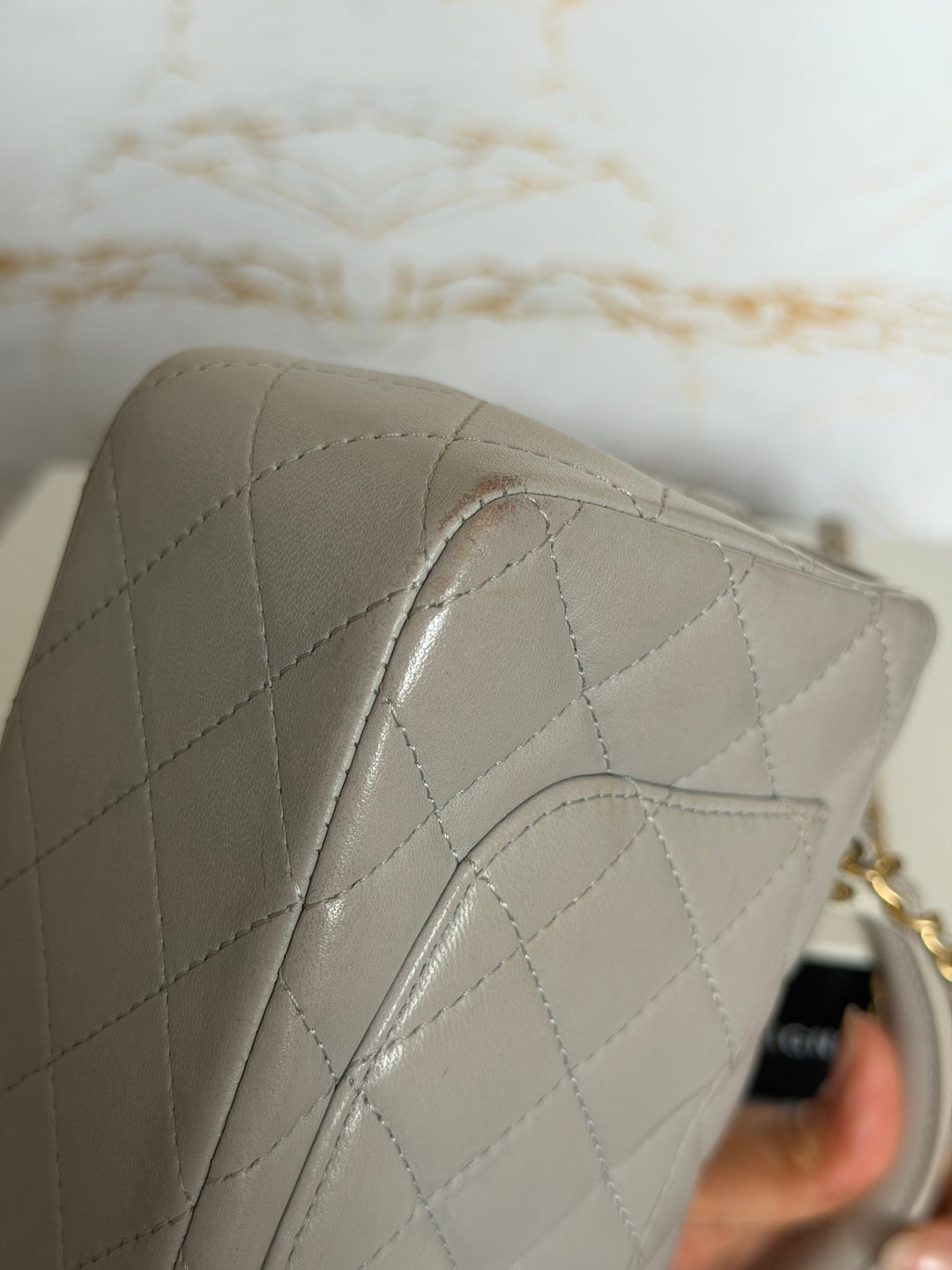 CHANEL Grey Lambskin aged GHW Mini Rectangular Flap bag Top Handle 2021 21A collection
