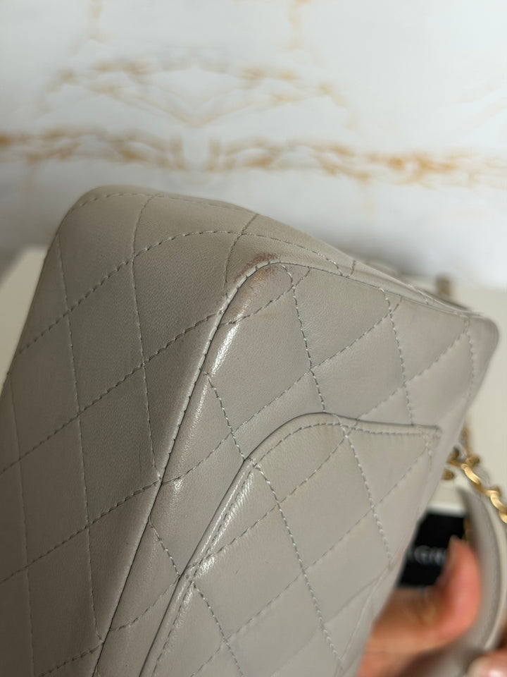 CHANEL Grey Lambskin aged GHW Mini Rectangular Flap bag Top Handle 2021 21A collection