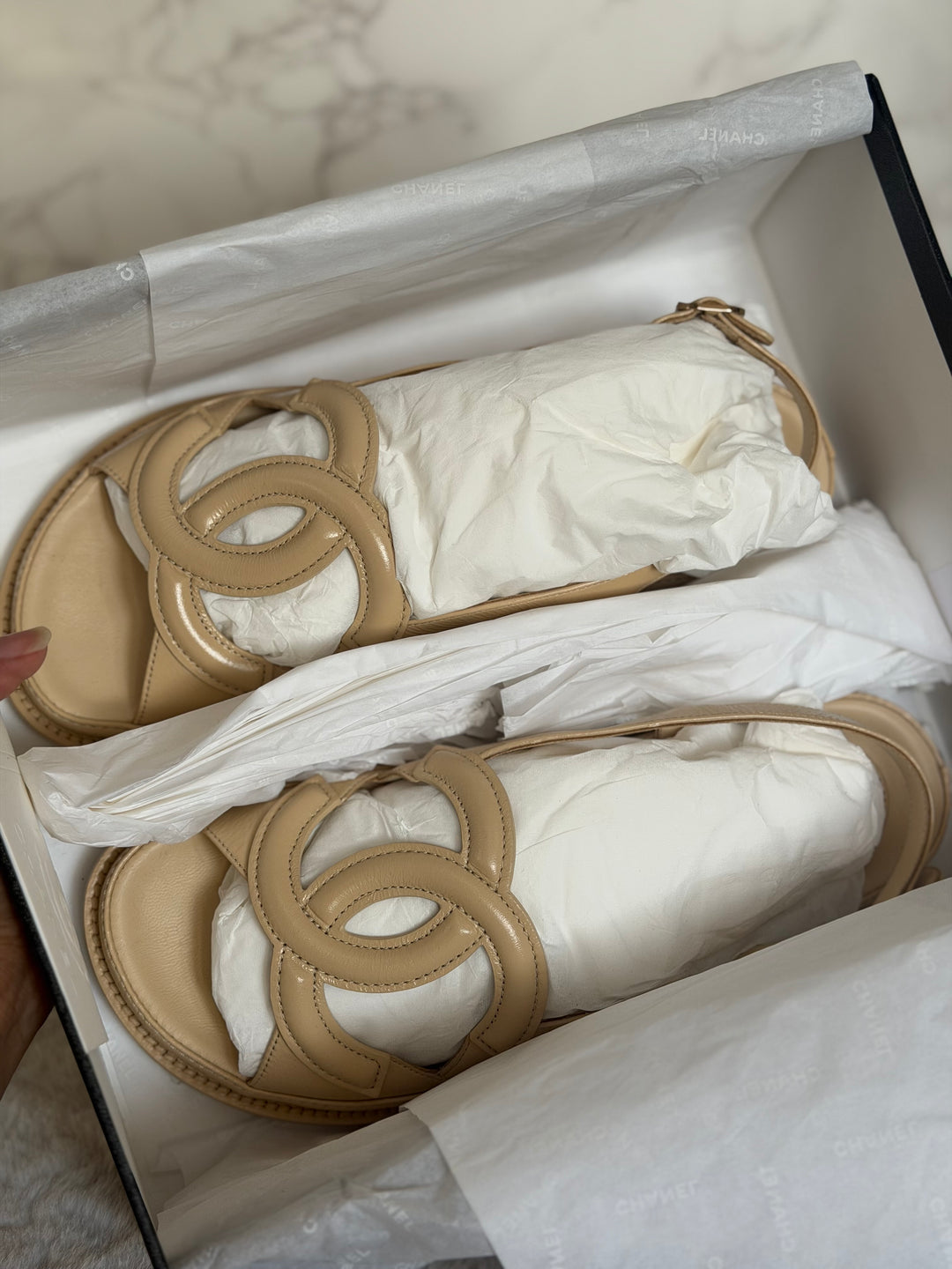 CHANEL Beige Dad’s Sandals 26B 2026 size EU 39