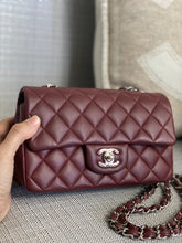 Load image into Gallery viewer, Chanel series 28 2019 Burgundy Lambskin Silver HW Mini Rectangular Flap Bag
