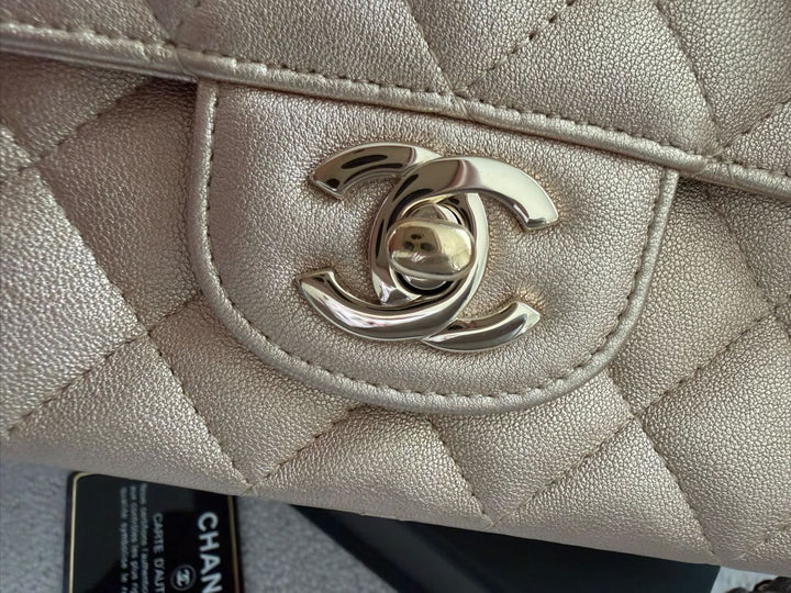 CHANEL series 31 21P Collection Iridescent Gold Lambskin LGHW Mini Rectangular Flap Bag 2021