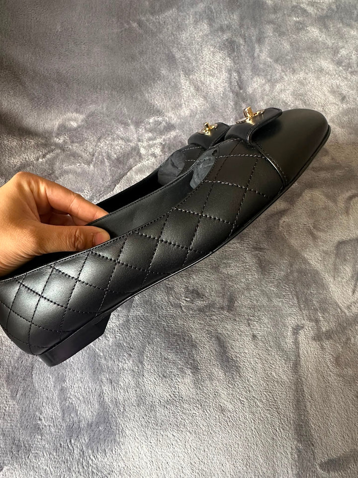 CHANEL Black Ballerina Shoes EU 37.5